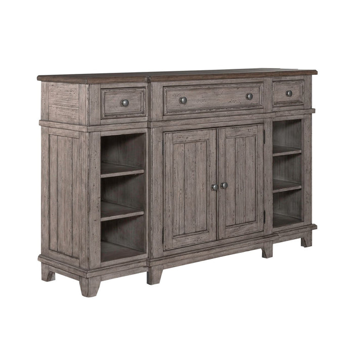 River Place Breakfront Server in Riverstone Gray & Tobacco - Furniture 4 Less (Jacksonville, NC)
