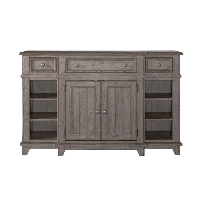 River Place Breakfront Server in Riverstone Gray & Tobacco - Furniture 4 Less (Jacksonville, NC)