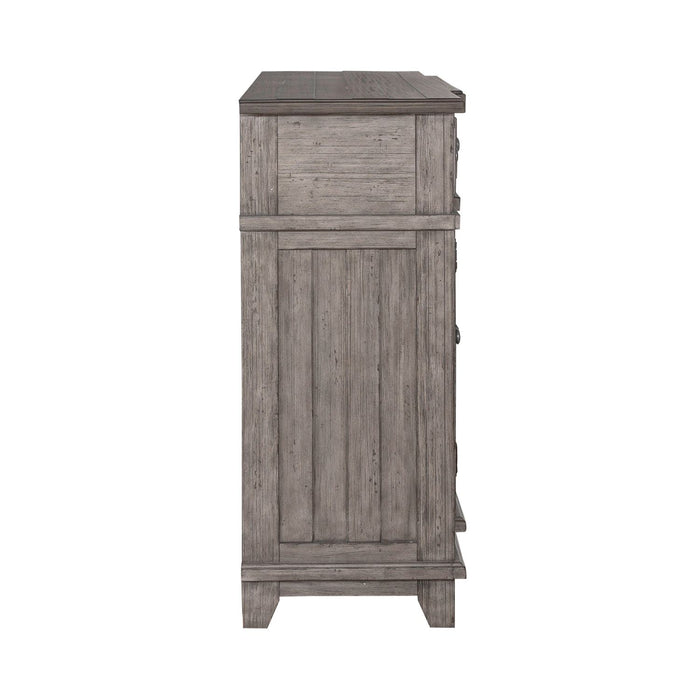 River Place Breakfront Server in Riverstone Gray & Tobacco - Furniture 4 Less (Jacksonville, NC)