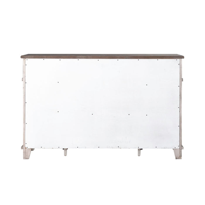 River Place Breakfront Server in Riverstone Gray & Tobacco - Furniture 4 Less (Jacksonville, NC)