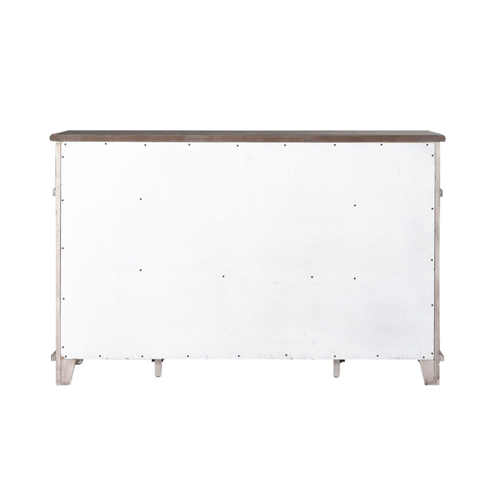 Liberty Furniture River Place Breakfront Server in Riverstone Gray & Tobacco - Furniture 4 Less (Jacksonville, NC)