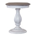 Magnolia Manor Round Accent Table in Antique White Base w/ Weathered Bark Tops - Furniture 4 Less (Jacksonville, NC)