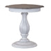 Magnolia Manor Round Accent Table in Antique White Base w/ Weathered Bark Tops - Furniture 4 Less (Jacksonville, NC)