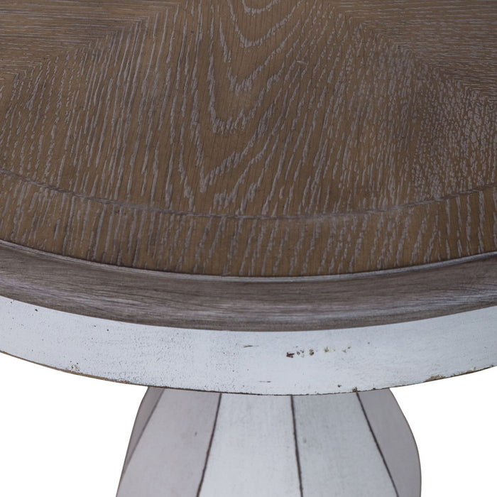 Magnolia Manor Round Accent Table in Antique White Base w/ Weathered Bark Tops - Furniture 4 Less (Jacksonville, NC)