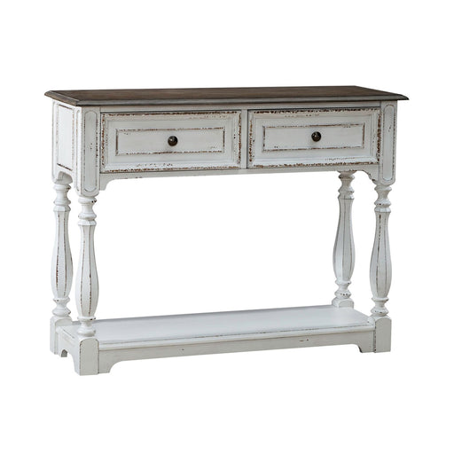 Magnolia Manor Hall Console in Antique White & Weathered Bark EST SHIP TIME APPX 4 WEEKS - Furniture 4 Less (Jacksonville, NC)