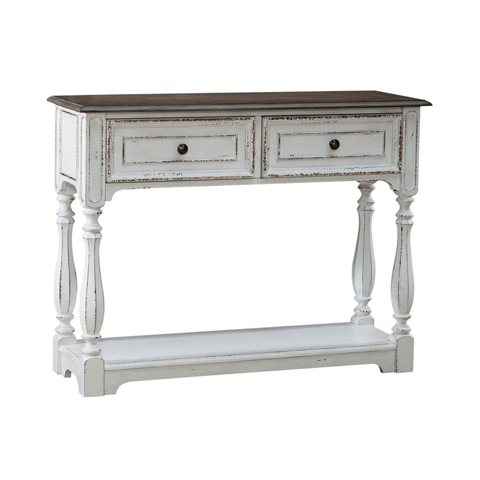 Magnolia Manor Hall Console in Antique White & Weathered Bark EST SHIP TIME APPX 4 WEEKS - Furniture 4 Less (Jacksonville, NC)