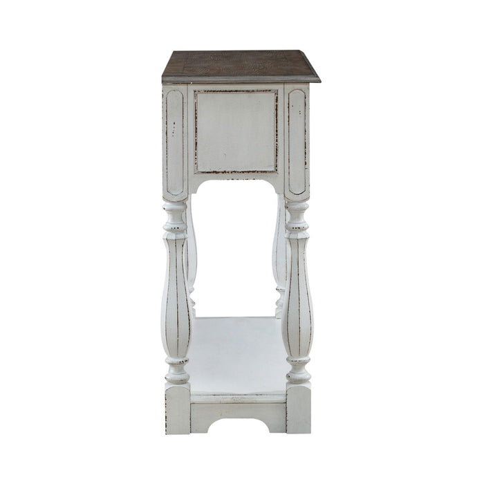 Magnolia Manor Hall Console in Antique White & Weathered Bark EST SHIP TIME APPX 4 WEEKS - Furniture 4 Less (Jacksonville, NC)