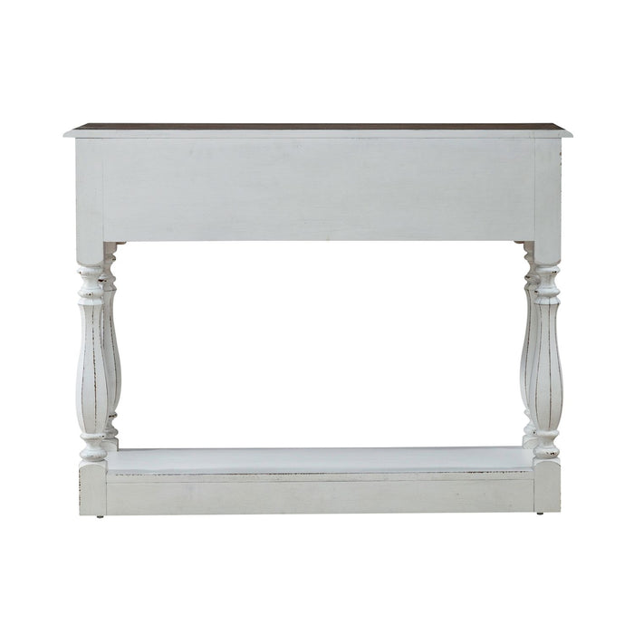 Magnolia Manor Hall Console in Antique White & Weathered Bark EST SHIP TIME APPX 4 WEEKS - Furniture 4 Less (Jacksonville, NC)