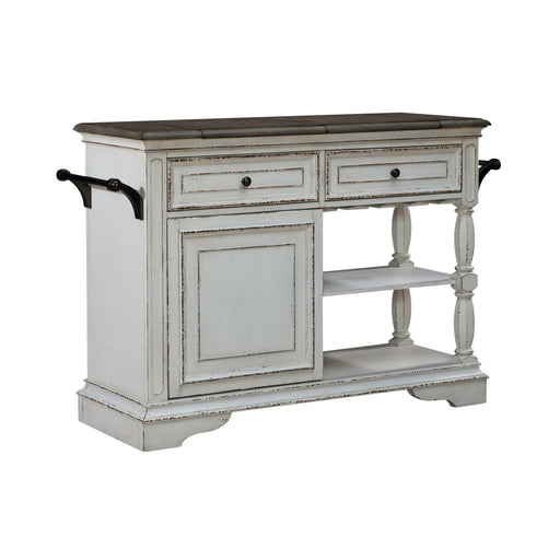 Magnolia Manor Bar Cart in Antique White & Weathered Bark EST SHIP TIME APPX 4 WEEKS - Furniture 4 Less (Jacksonville, NC)