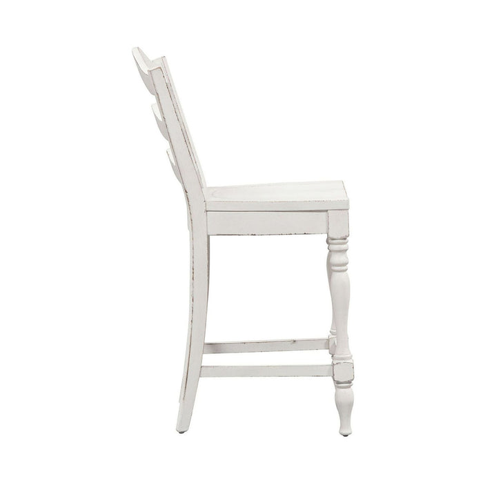 Liberty Furniture Magnolia Manor Ladder Back Counter Chair (Set of 2) in Antique White & Weathered Bark
