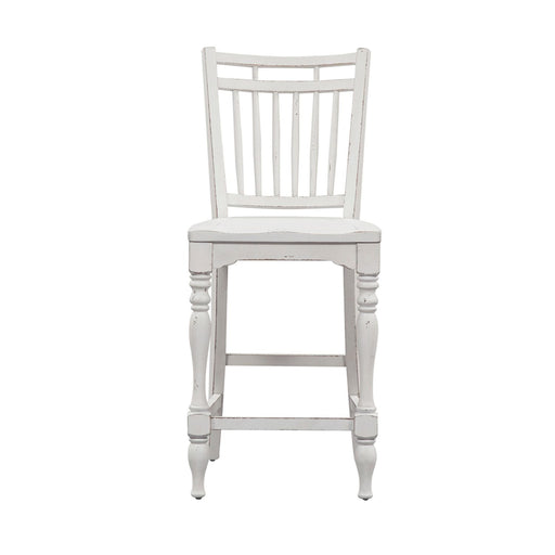 Liberty Furniture Magnolia Manor Spindle Back Counter Chair in Antique White - Furniture 4 Less (Jacksonville, NC)