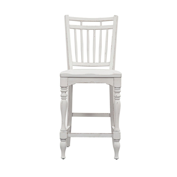 Liberty Furniture Magnolia Manor Spindle Back Counter Chair in Antique White - Furniture 4 Less (Jacksonville, NC)