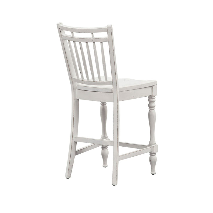 Liberty Furniture Magnolia Manor Spindle Back Counter Chair in Antique White - Furniture 4 Less (Jacksonville, NC)