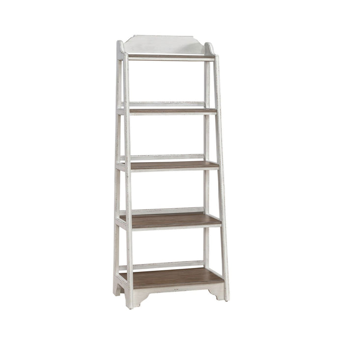 Magnolia Manor Leaning Pier Bookcase in Antique White & Weathered Bark - Furniture 4 Less (Jacksonville, NC)