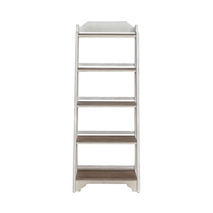 Magnolia Manor Leaning Pier Bookcase in Antique White & Weathered Bark - Furniture 4 Less (Jacksonville, NC)