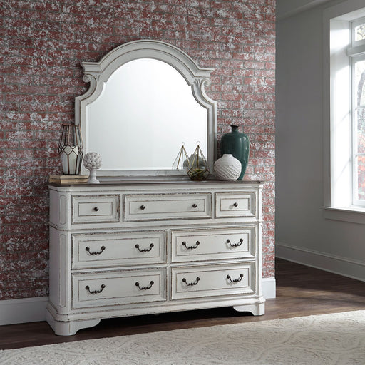 Magnolia Manor King Uph Sleigh Bed, Dresser & Mirror - Furniture 4 Less (Jacksonville, NC)