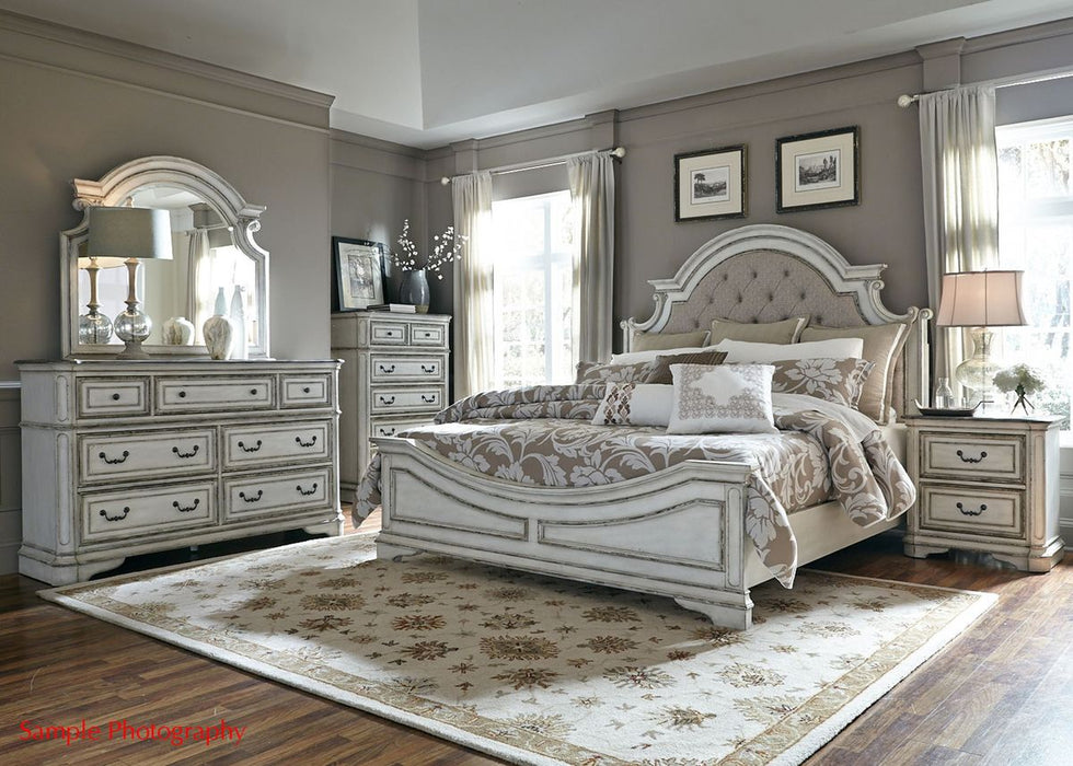 Liberty Magnolia Manor King Upholstered Bed in Antique White - Furniture 4 Less (Jacksonville, NC)