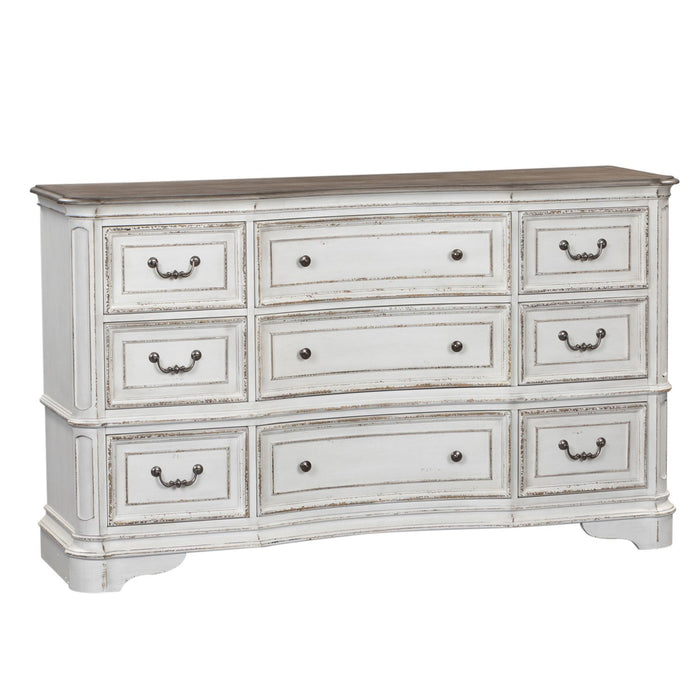 Magnolia Manor Leg 9 Drawer Dresser in Antique White - Furniture 4 Less (Jacksonville, NC)