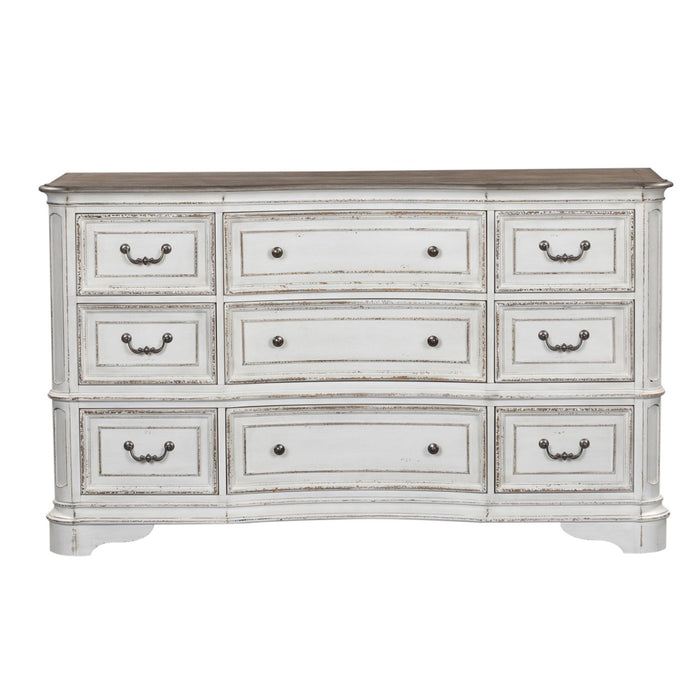 Magnolia Manor Leg 9 Drawer Dresser in Antique White - Furniture 4 Less (Jacksonville, NC)