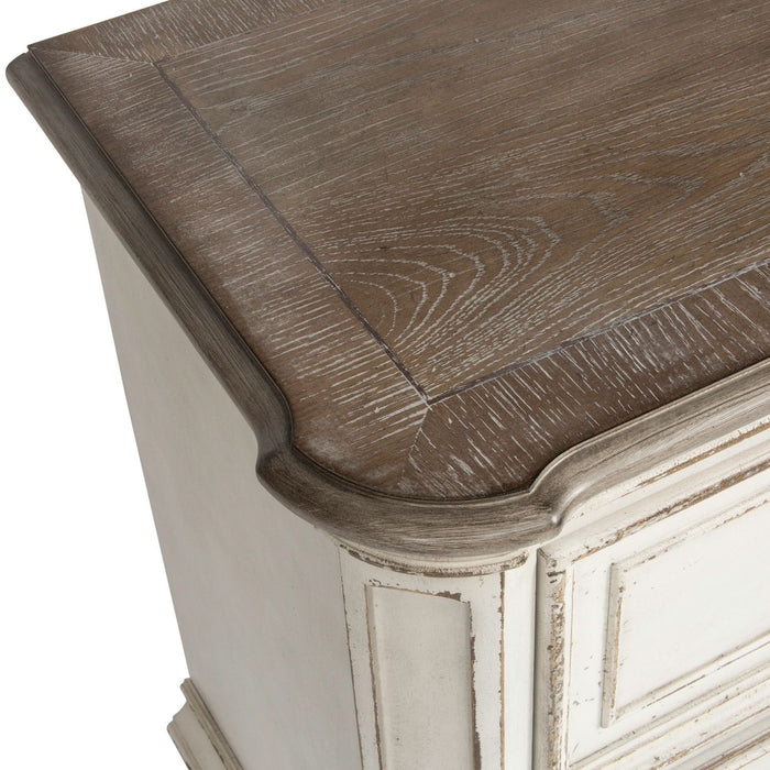 Magnolia Manor Two Drawer Nightstand in Antique White - Furniture 4 Less (Jacksonville, NC)