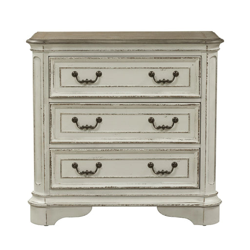 Magnolia Manor 3 Drawer Bedside Chest in Antique White - Furniture 4 Less (Jacksonville, NC)