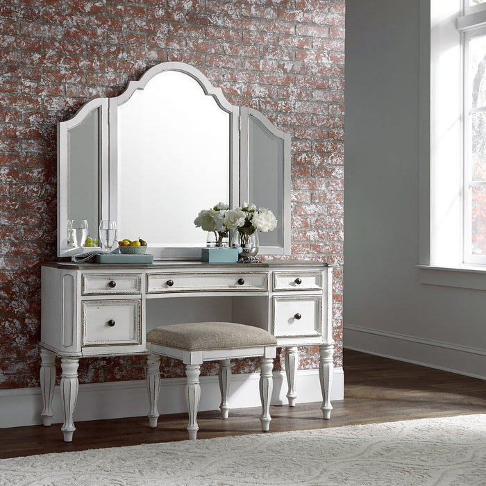 Magnolia Manor Vanity Stool in Antique White - Furniture 4 Less (Jacksonville, NC)