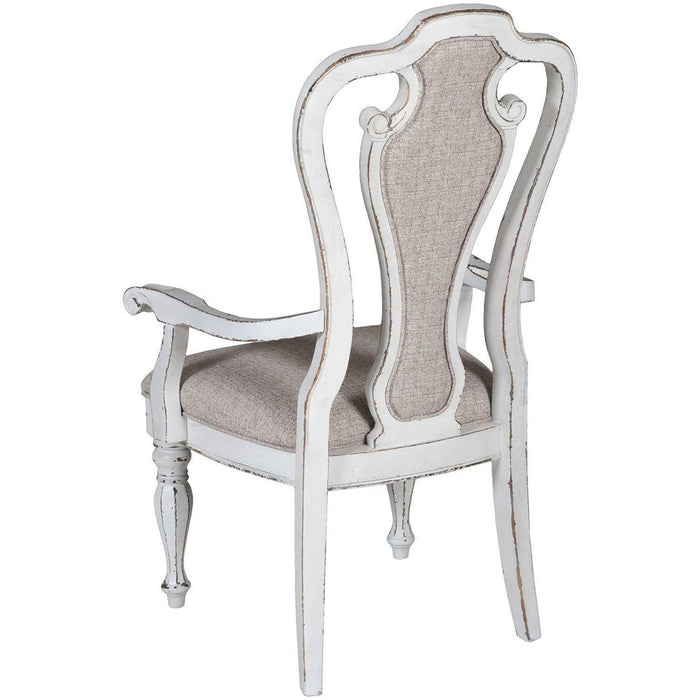 Liberty Furniture Magnolia Manor Upholstered Splat Back Arm Chair in Antique White (Set of 2) - Furniture 4 Less (Jacksonville, NC)