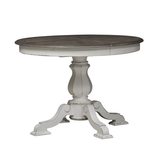 Liberty Furniture Magnolia Manor Round/Oval Pedestal Table in Antique White - Furniture 4 Less (Jacksonville, NC)