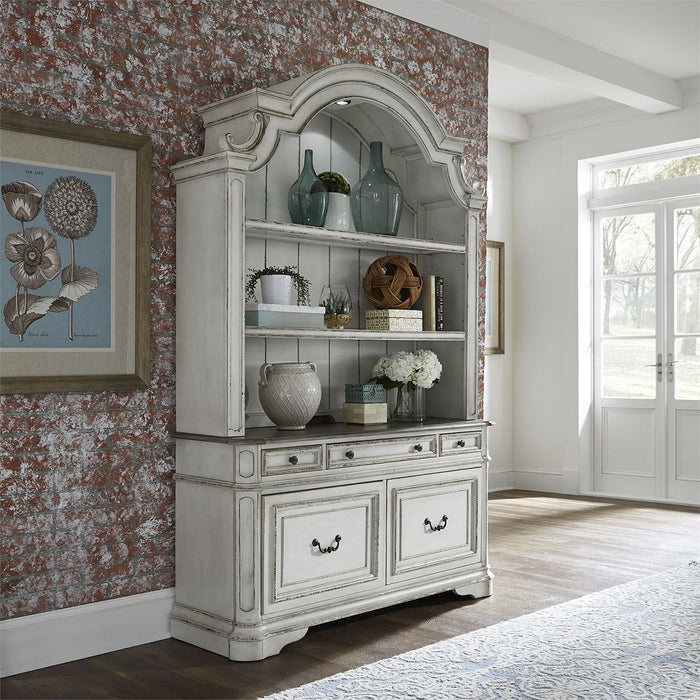 Liberty Magnolia Manor Credenza with Hutch in Antique White - Furniture 4 Less (Jacksonville, NC)