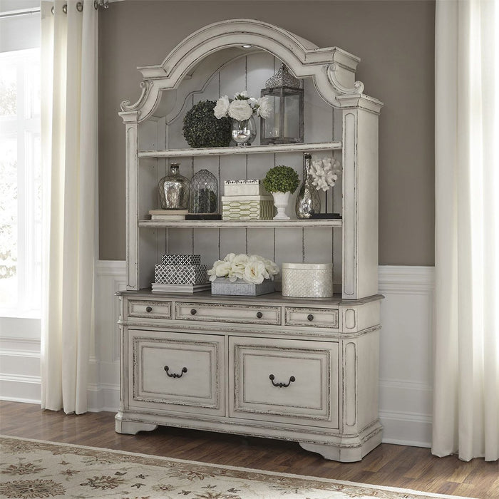 Liberty Magnolia Manor Credenza with Hutch in Antique White - Furniture 4 Less (Jacksonville, NC)