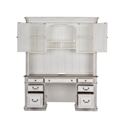 Liberty Magnolia Manor Credenza with Hutch in Antique White 244-HOJ-CHS - Furniture 4 Less (Jacksonville, NC)