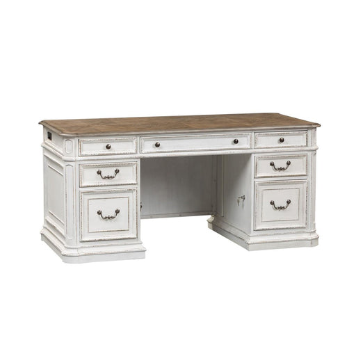 Liberty Magnolia Manor Jr Executive Desk in Antique White 244-HOJ-DSK - Furniture 4 Less (Jacksonville, NC)