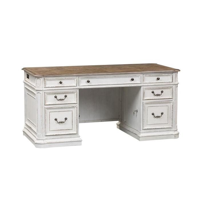 Liberty Magnolia Manor Jr Executive Desk in Antique White 244-HOJ-DSK - Furniture 4 Less (Jacksonville, NC)