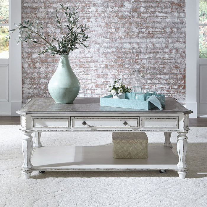 Liberty Magnolia Manor Rectangular Cocktail Table in Antique White - Furniture 4 Less (Jacksonville, NC)