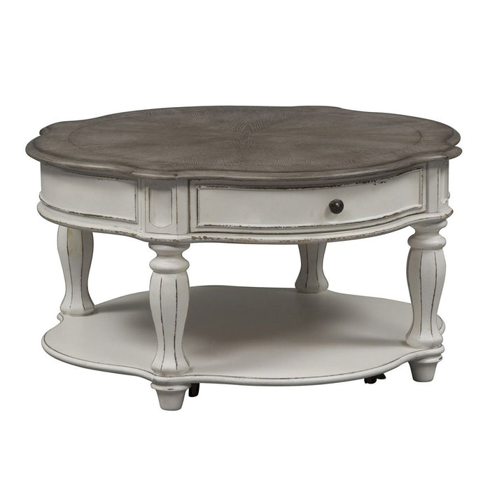 Liberty Magnolia Manor Round Cocktail Table in Antique White - Furniture 4 Less (Jacksonville, NC)