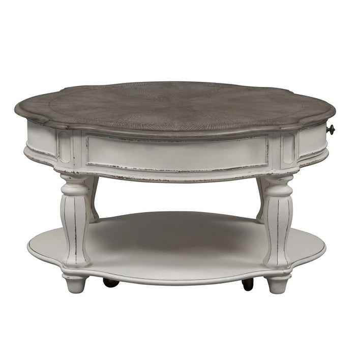 Liberty Magnolia Manor Round Cocktail Table in Antique White - Furniture 4 Less (Jacksonville, NC)