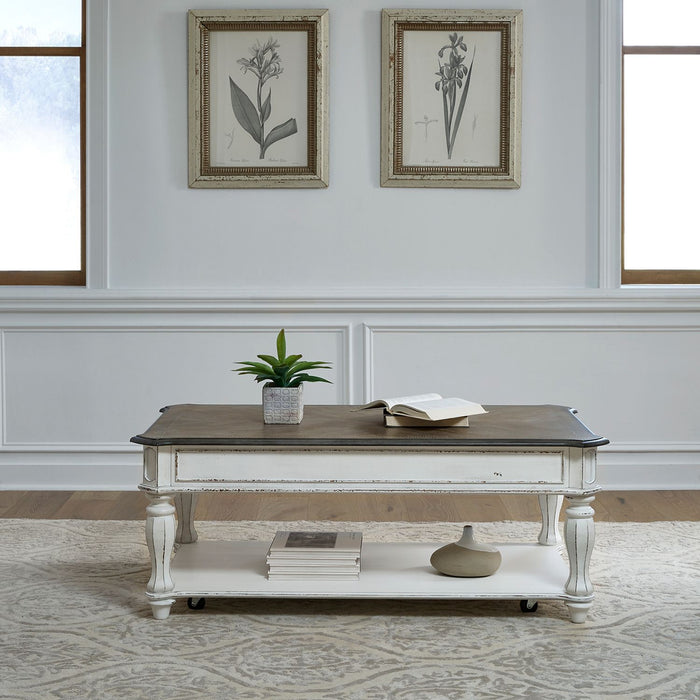 Magnolia Manor Lift Top Cocktail Table in Antique White - Furniture 4 Less (Jacksonville, NC)