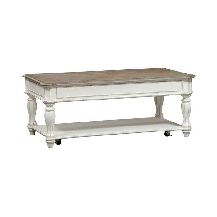 Magnolia Manor Lift Top Cocktail Table in Antique White - Furniture 4 Less (Jacksonville, NC)