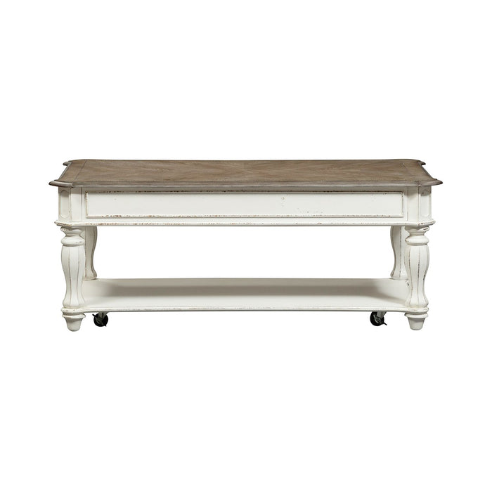 Magnolia Manor Lift Top Cocktail Table in Antique White - Furniture 4 Less (Jacksonville, NC)