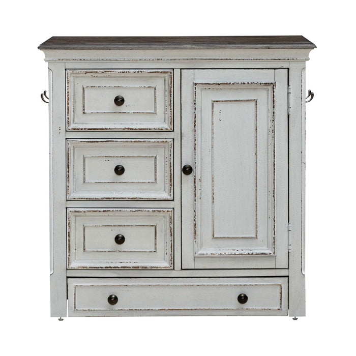 Liberty Furniture Magnolia Manor Pet Feeder Cabinet in Antique White & Weathered Bark EST SHIP TIME APPX 4 WEEKS - Furniture 4 Less (Jacksonville, NC)