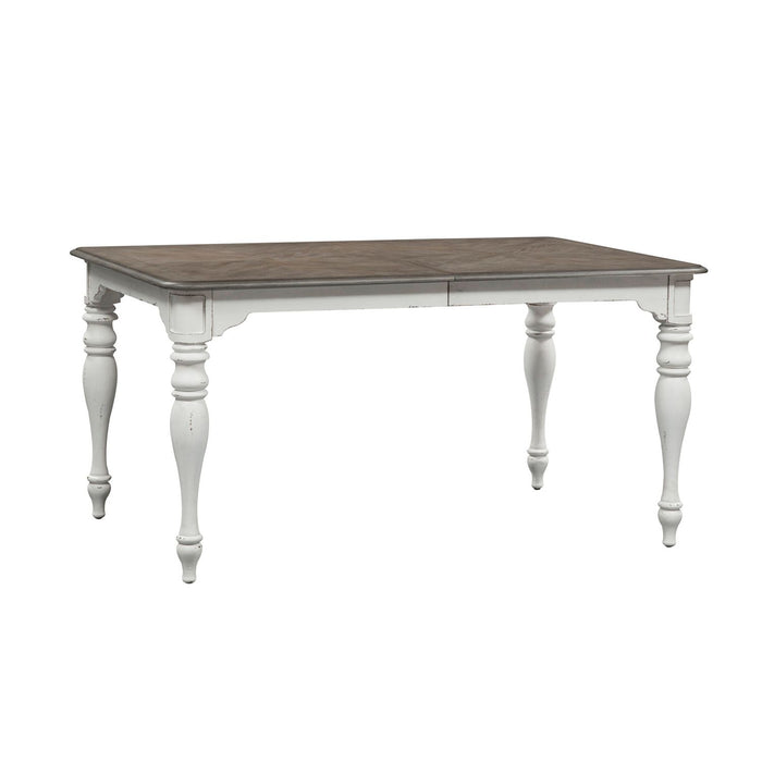 Magnolia Manor Leg Table in Antique White Base w/ Weathered Bark Tops - Furniture 4 Less (Jacksonville, NC)