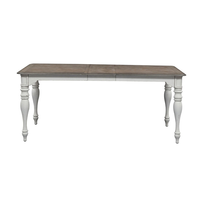 Magnolia Manor Leg Table in Antique White Base w/ Weathered Bark Tops - Furniture 4 Less (Jacksonville, NC)