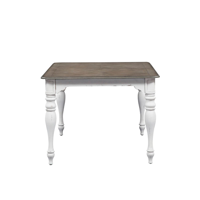 Magnolia Manor Leg Table in Antique White Base w/ Weathered Bark Tops - Furniture 4 Less (Jacksonville, NC)