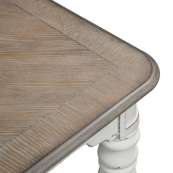 Magnolia Manor Leg Table in Antique White Base w/ Weathered Bark Tops - Furniture 4 Less (Jacksonville, NC)