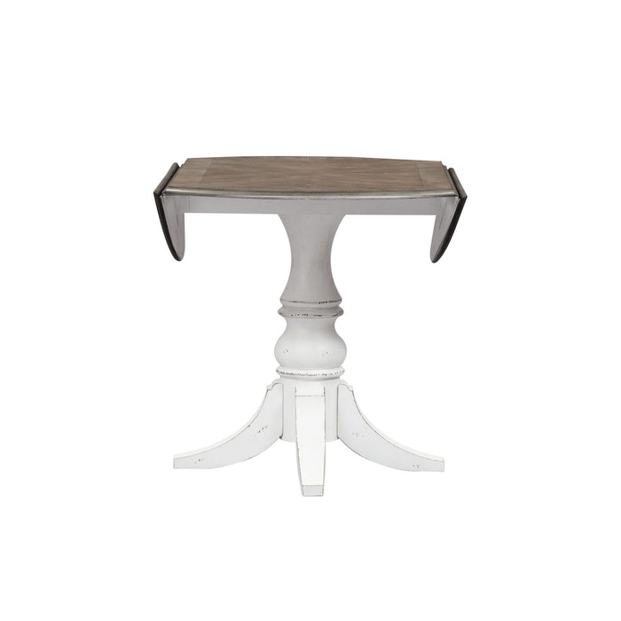 Magnolia Manor Drop Leaf Table in Antique White Base w/ Weathered Bark Tops - Furniture 4 Less (Jacksonville, NC)