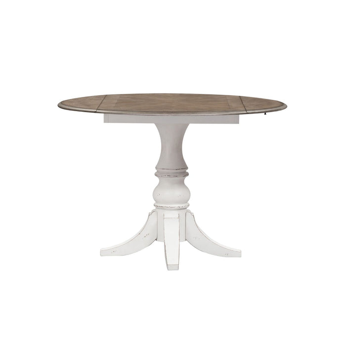 Magnolia Manor Drop Leaf Table in Antique White Base w/ Weathered Bark Tops - Furniture 4 Less (Jacksonville, NC)