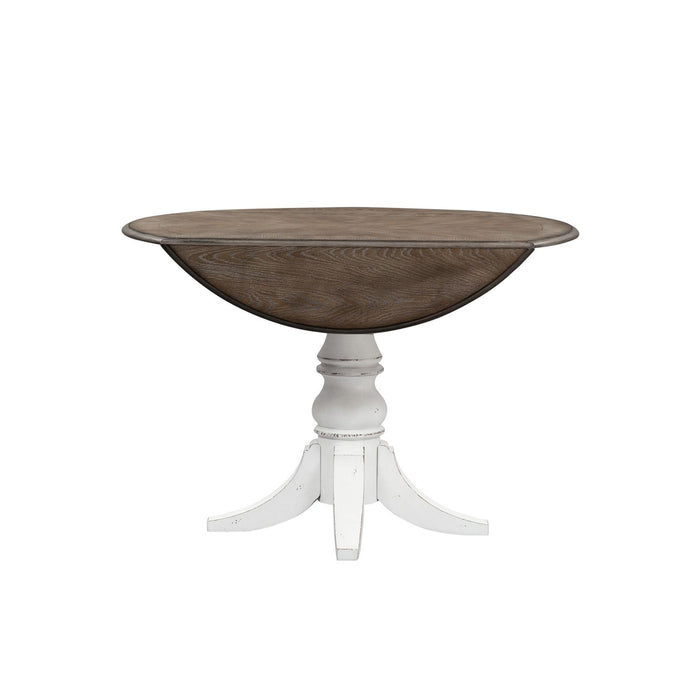 Magnolia Manor Drop Leaf Table in Antique White Base w/ Weathered Bark Tops - Furniture 4 Less (Jacksonville, NC)