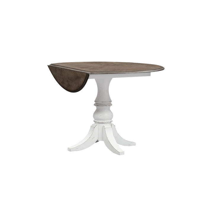 Magnolia Manor Drop Leaf Table in Antique White Base w/ Weathered Bark Tops - Furniture 4 Less (Jacksonville, NC)