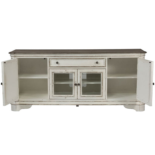 Liberty Magnolia Manor Entertainment TV Stand w/Hutch in Antique White - Furniture 4 Less (Jacksonville, NC)