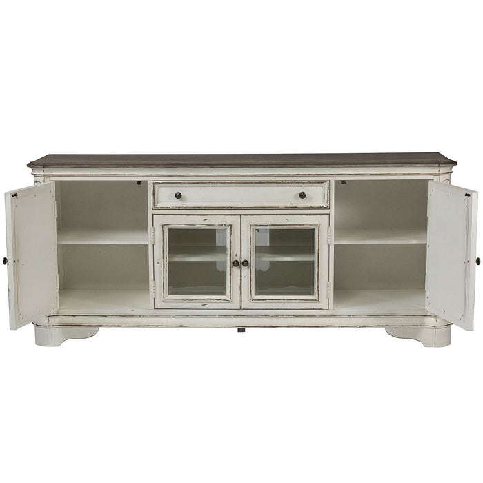 Liberty Magnolia Manor Entertainment TV Stand w/Hutch in Antique White - Furniture 4 Less (Jacksonville, NC)